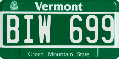 VT license plate BIW699