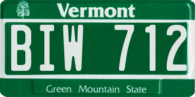 VT license plate BIW712
