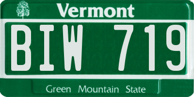 VT license plate BIW719