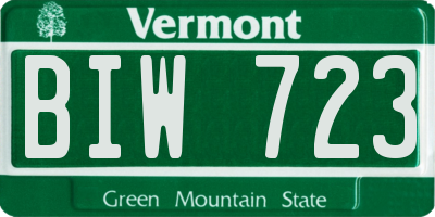 VT license plate BIW723
