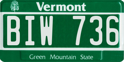 VT license plate BIW736