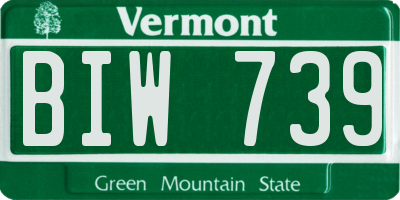 VT license plate BIW739