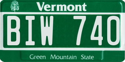 VT license plate BIW740