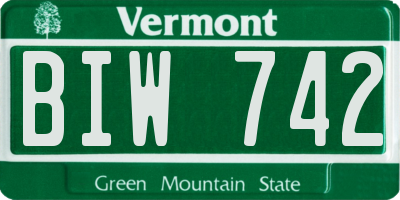 VT license plate BIW742