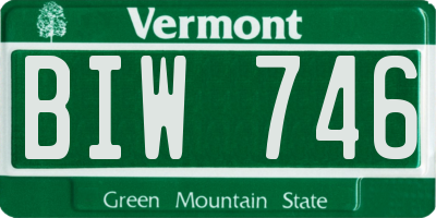 VT license plate BIW746