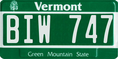 VT license plate BIW747