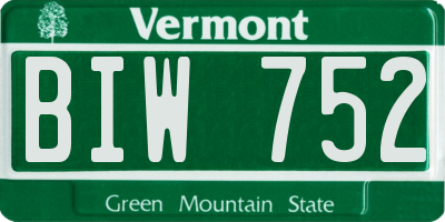 VT license plate BIW752