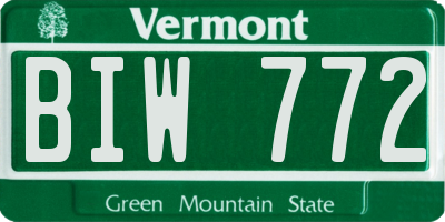 VT license plate BIW772