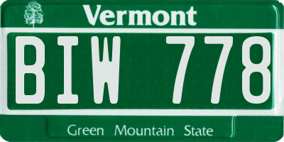 VT license plate BIW778