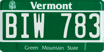 VT license plate BIW783