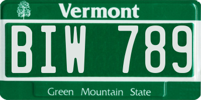 VT license plate BIW789