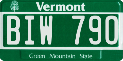 VT license plate BIW790