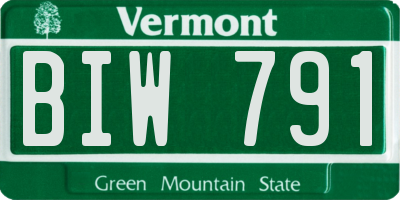 VT license plate BIW791