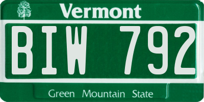 VT license plate BIW792