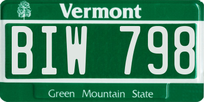 VT license plate BIW798