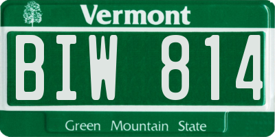 VT license plate BIW814