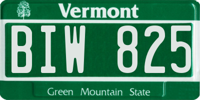 VT license plate BIW825