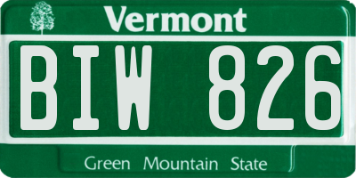 VT license plate BIW826