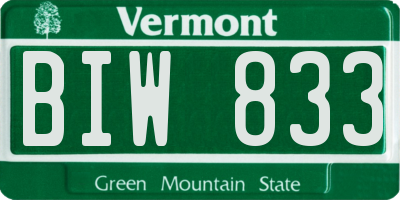VT license plate BIW833
