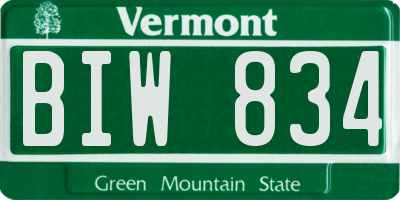VT license plate BIW834