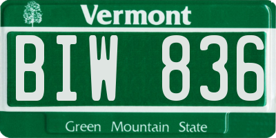 VT license plate BIW836