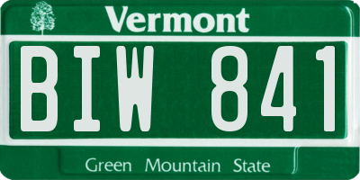 VT license plate BIW841
