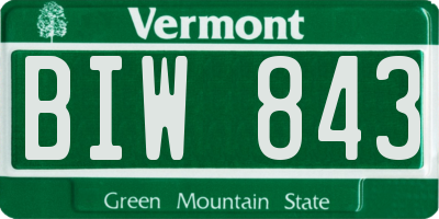 VT license plate BIW843