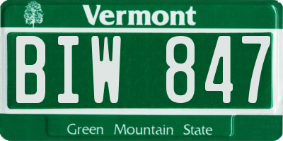 VT license plate BIW847