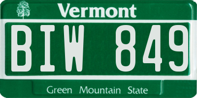 VT license plate BIW849