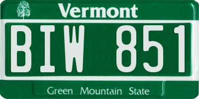 VT license plate BIW851