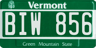 VT license plate BIW856