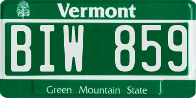 VT license plate BIW859