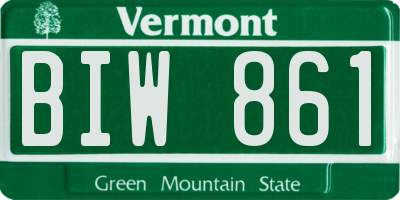 VT license plate BIW861