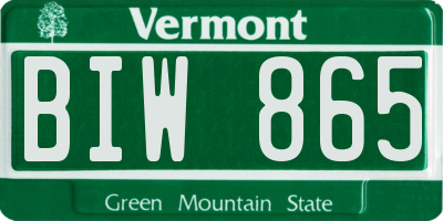 VT license plate BIW865