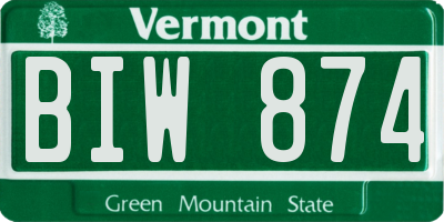 VT license plate BIW874