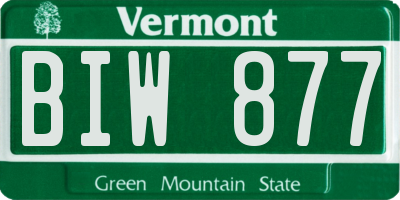 VT license plate BIW877