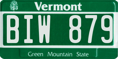 VT license plate BIW879