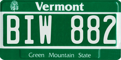 VT license plate BIW882