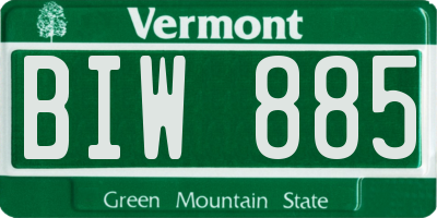 VT license plate BIW885