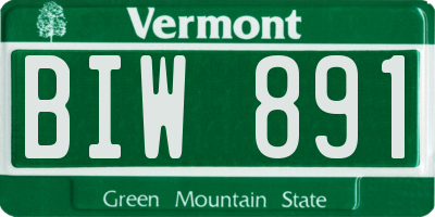 VT license plate BIW891