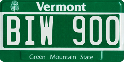 VT license plate BIW900