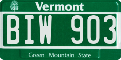 VT license plate BIW903