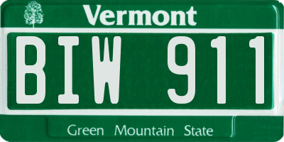 VT license plate BIW911