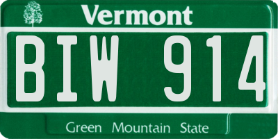 VT license plate BIW914