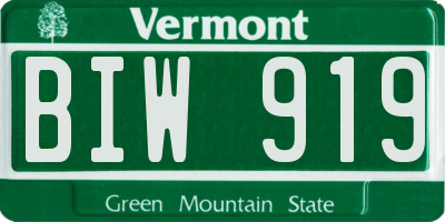 VT license plate BIW919