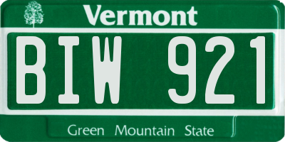 VT license plate BIW921