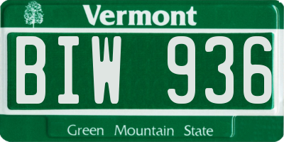 VT license plate BIW936
