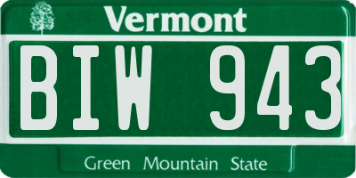 VT license plate BIW943