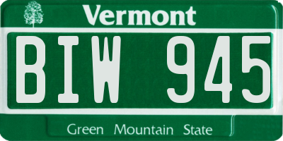 VT license plate BIW945