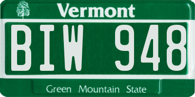 VT license plate BIW948